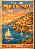 Mediterranean retro travel poster